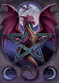 a dragon with a pentagram on top of it