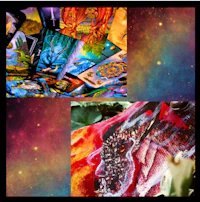 tarot cards with a space background