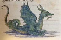 an illustration of a green dragon in a book